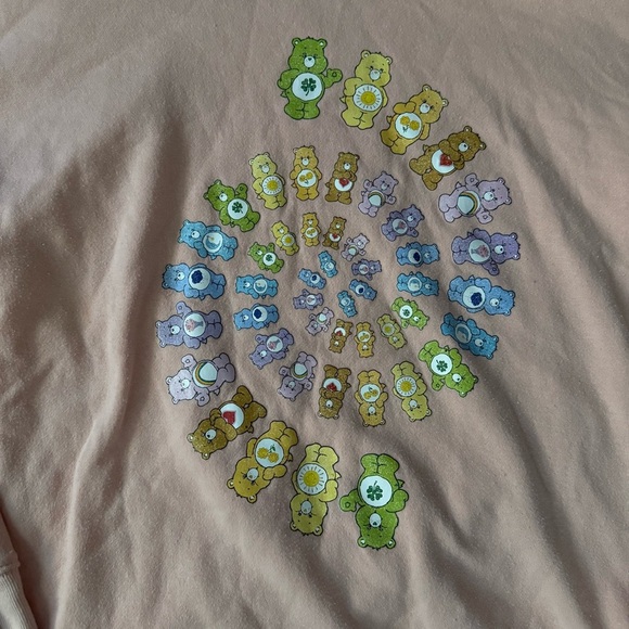 Care Bears Pink Sweatshirt with Bear Spiral Design, Size L - Picture 2 of 6